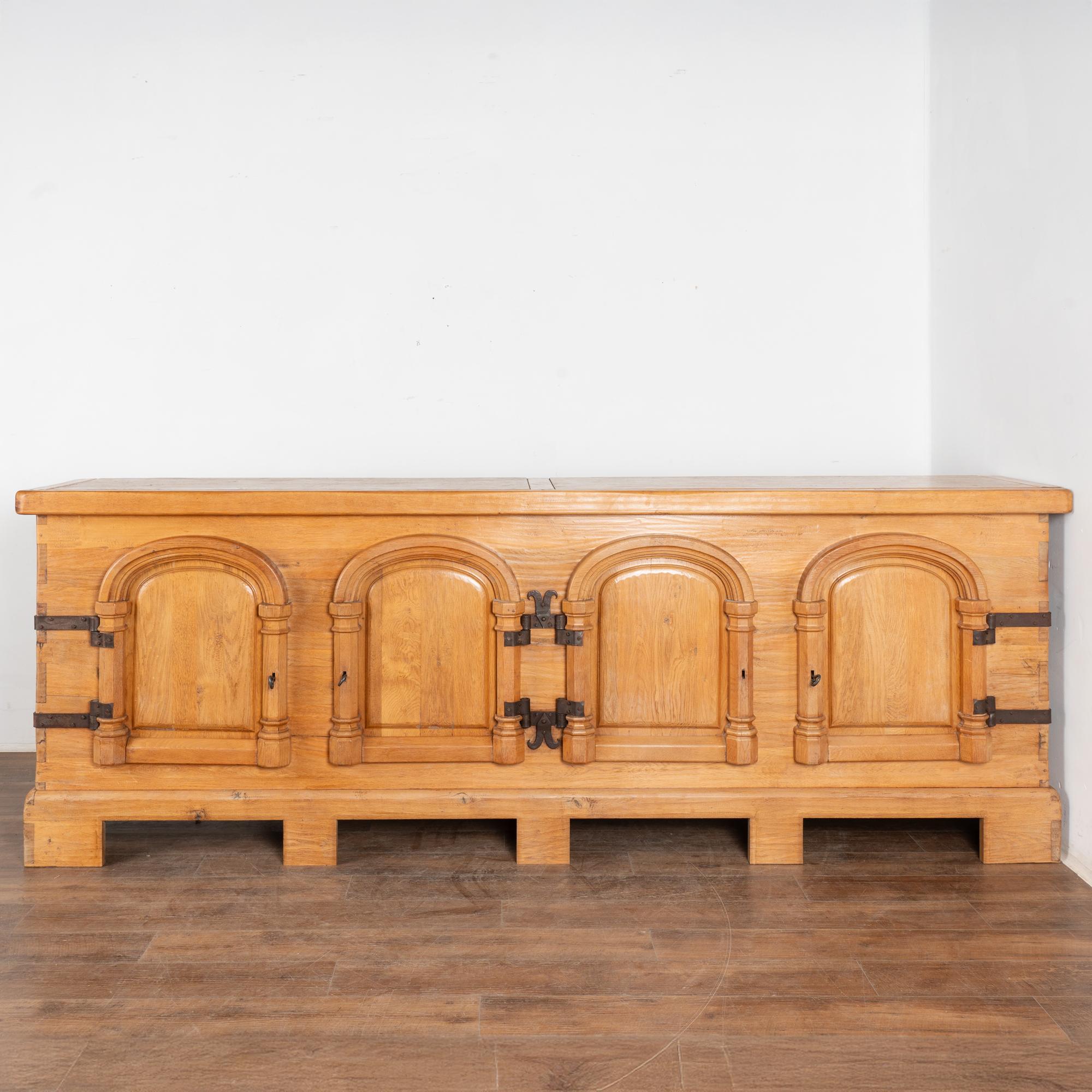 20th Century Large French Oak Sideboard Serving Buffet Store Counter or Bar In Good Condition For Sale In Round Top, TX