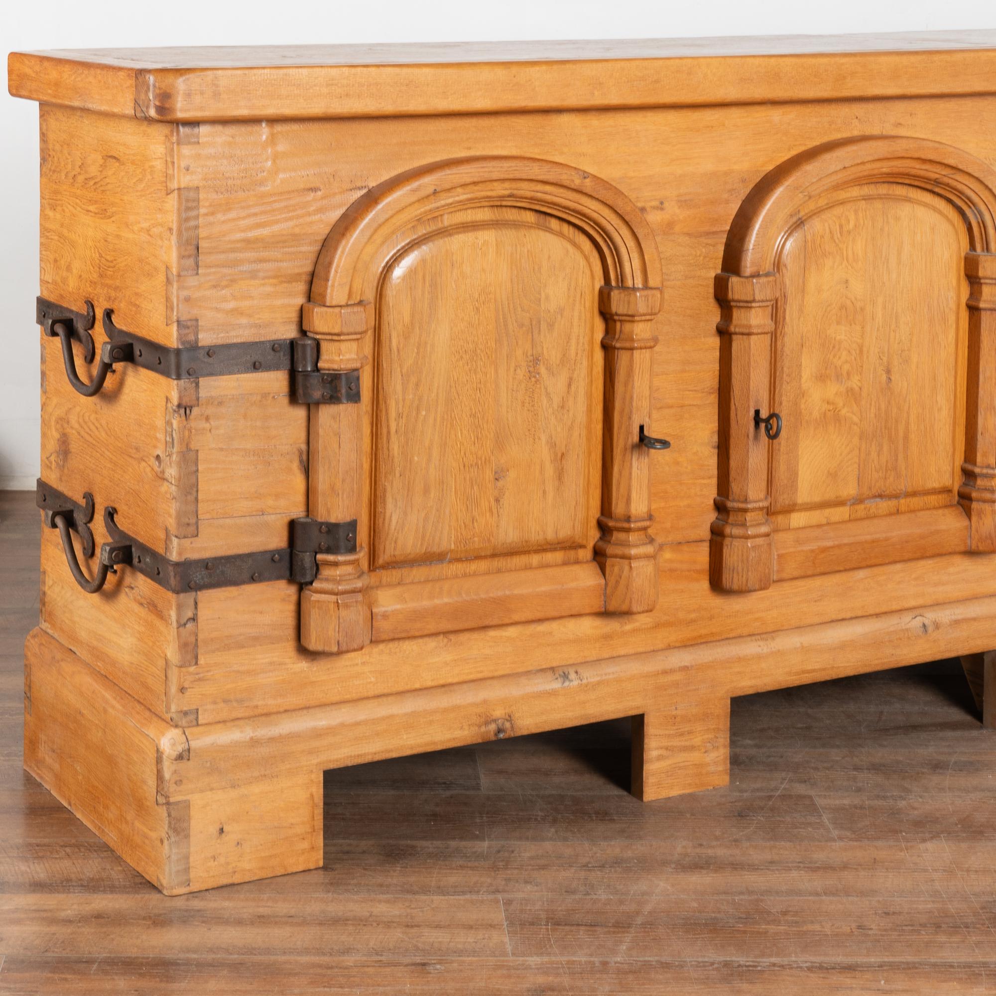 Wrought Iron 20th Century Large French Oak Sideboard Serving Buffet Store Counter or Bar For Sale