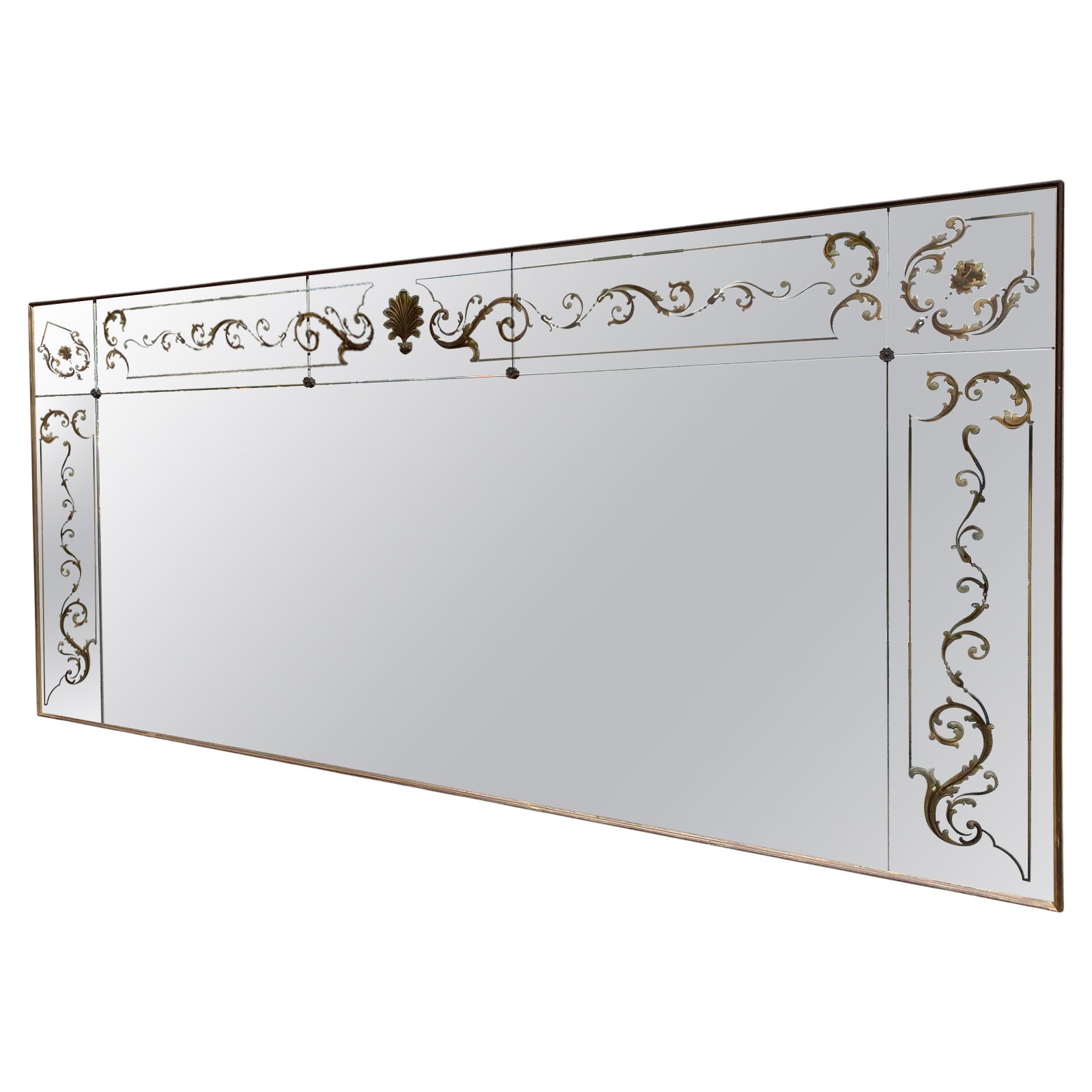 20th Century Large French Reverse Gilt Painted Mirror from a Boulangerie