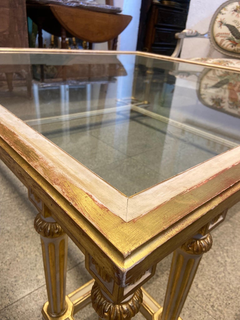 20th Century Large French Square Sofa Table in Gilt Wood in Louis XVI