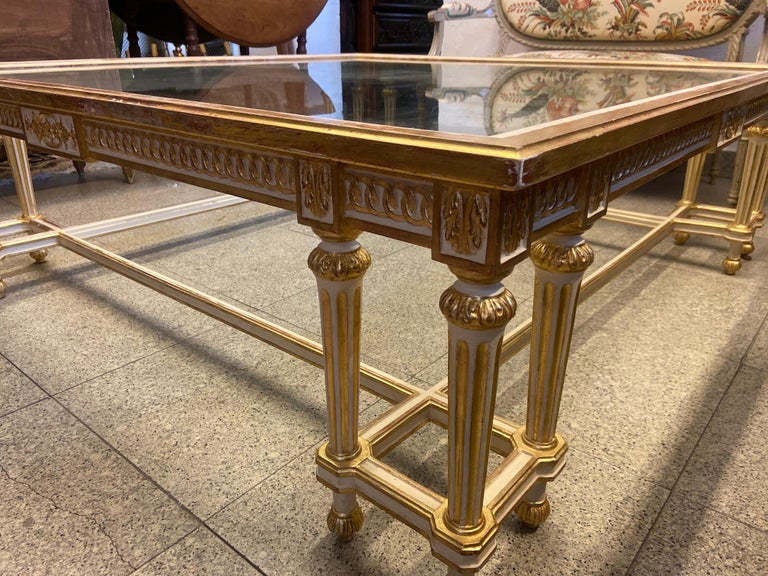 20th Century Large French Square Sofa Table in Gilt Wood in Louis XVI