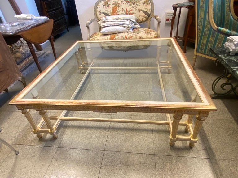 20th Century Large French Square Sofa Table in Gilt Wood in Louis XVI