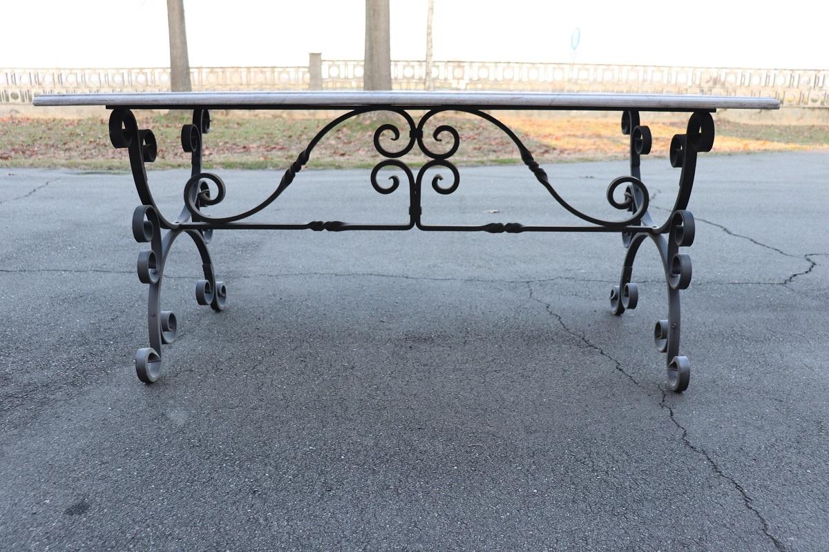 20th Century Large Garden Table in Iron and Marble Top For Sale 8