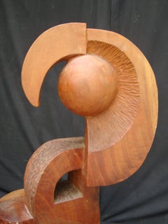 20th Century Large Geometric French Cedar Wood Sculpture