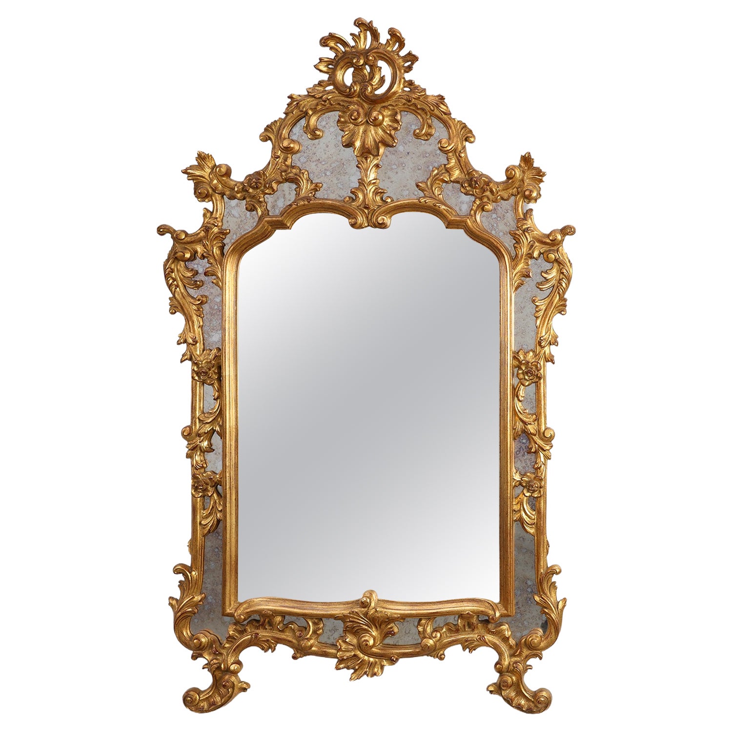 20th century large gilded baroque style mirror by Deknudt, Belgium For Sale