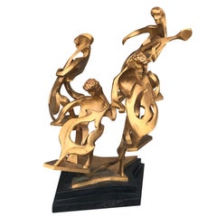 20th Century Large Gold Gilded Bronze Band by Charles Arcier 20th Century Large Gold Gilded Bronze Band by Charles Arcier