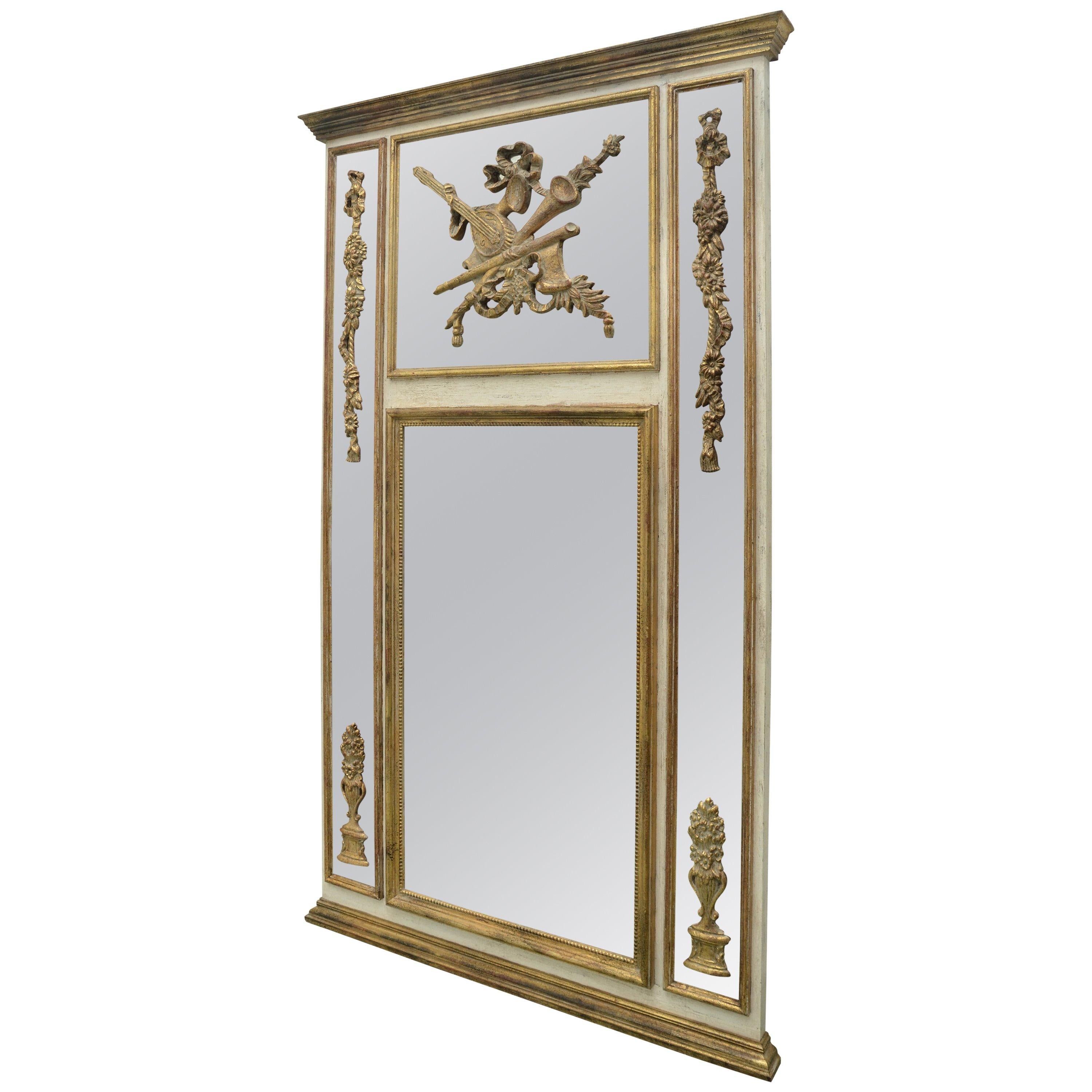 20th Century Large Gold Gilt Trumeau Style Italian Mirror