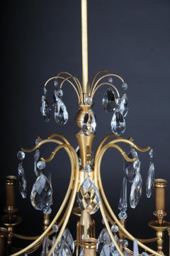 20th Century Large Gold-Plated Brass Chandelier / Chandelier