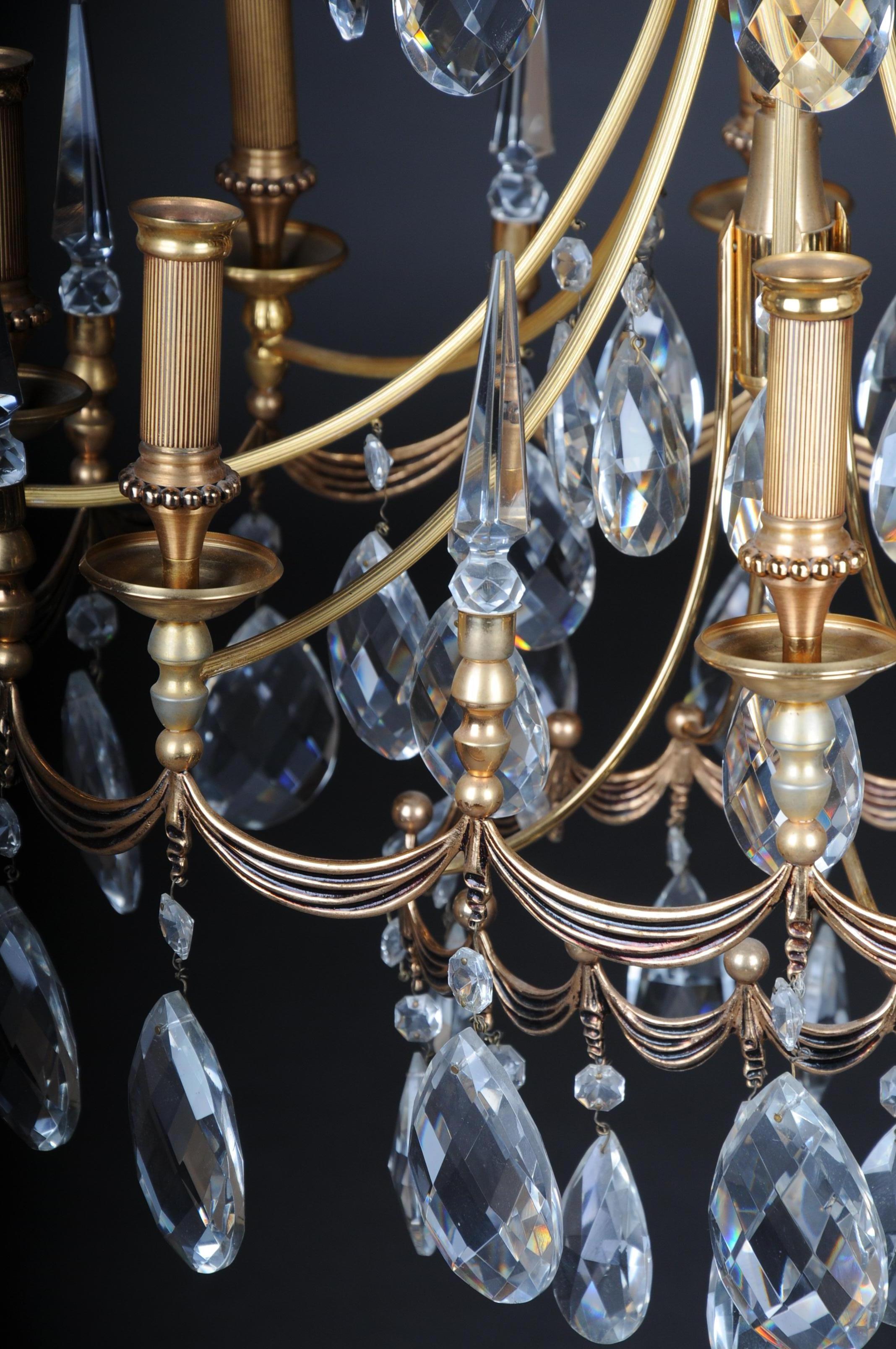 20th Century Large Gold-Plated Brass Chandelier / Chandelier For Sale 1
