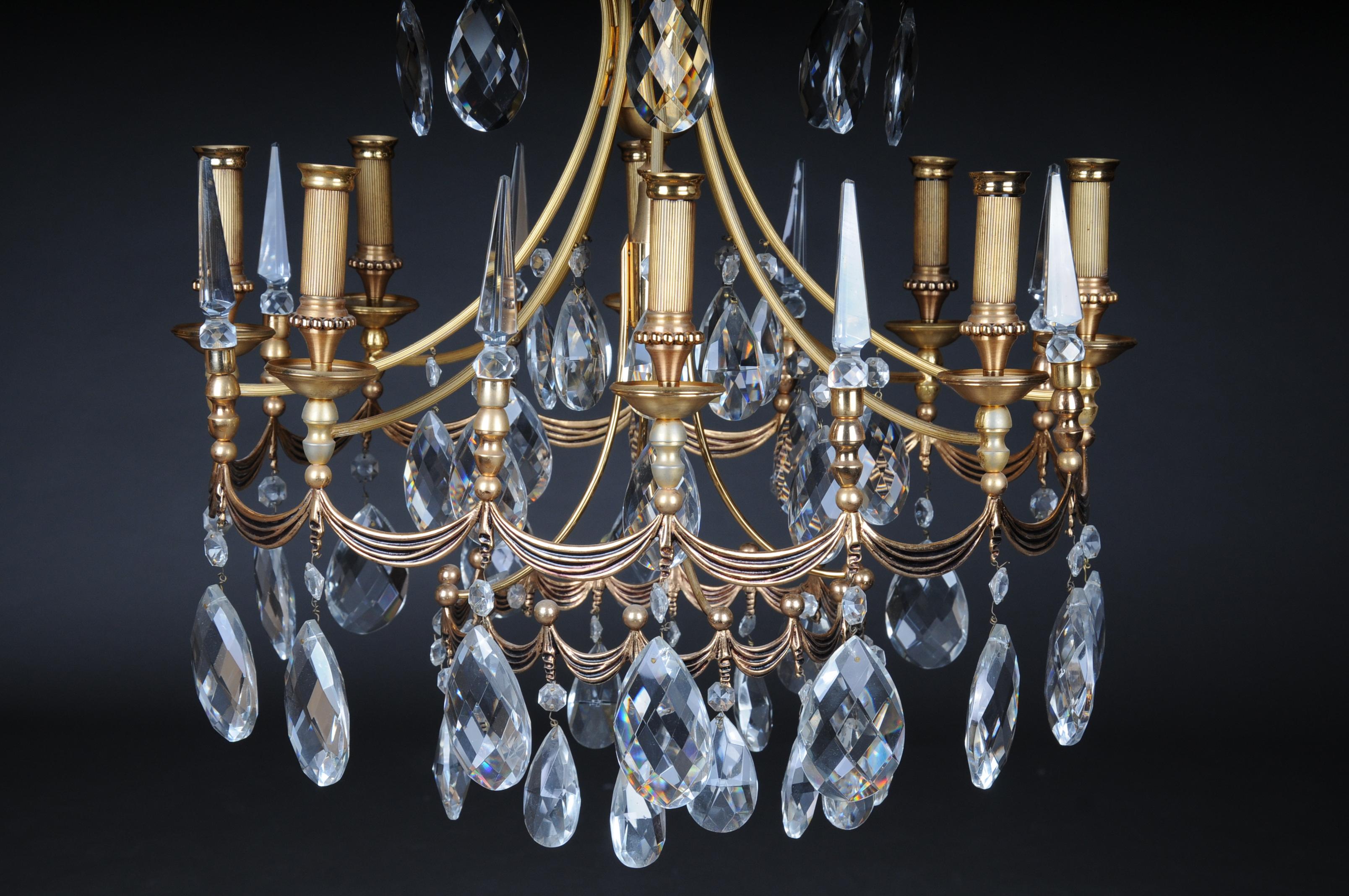 20th Century Large Gold-Plated Brass Chandelier / Chandelier For Sale 2