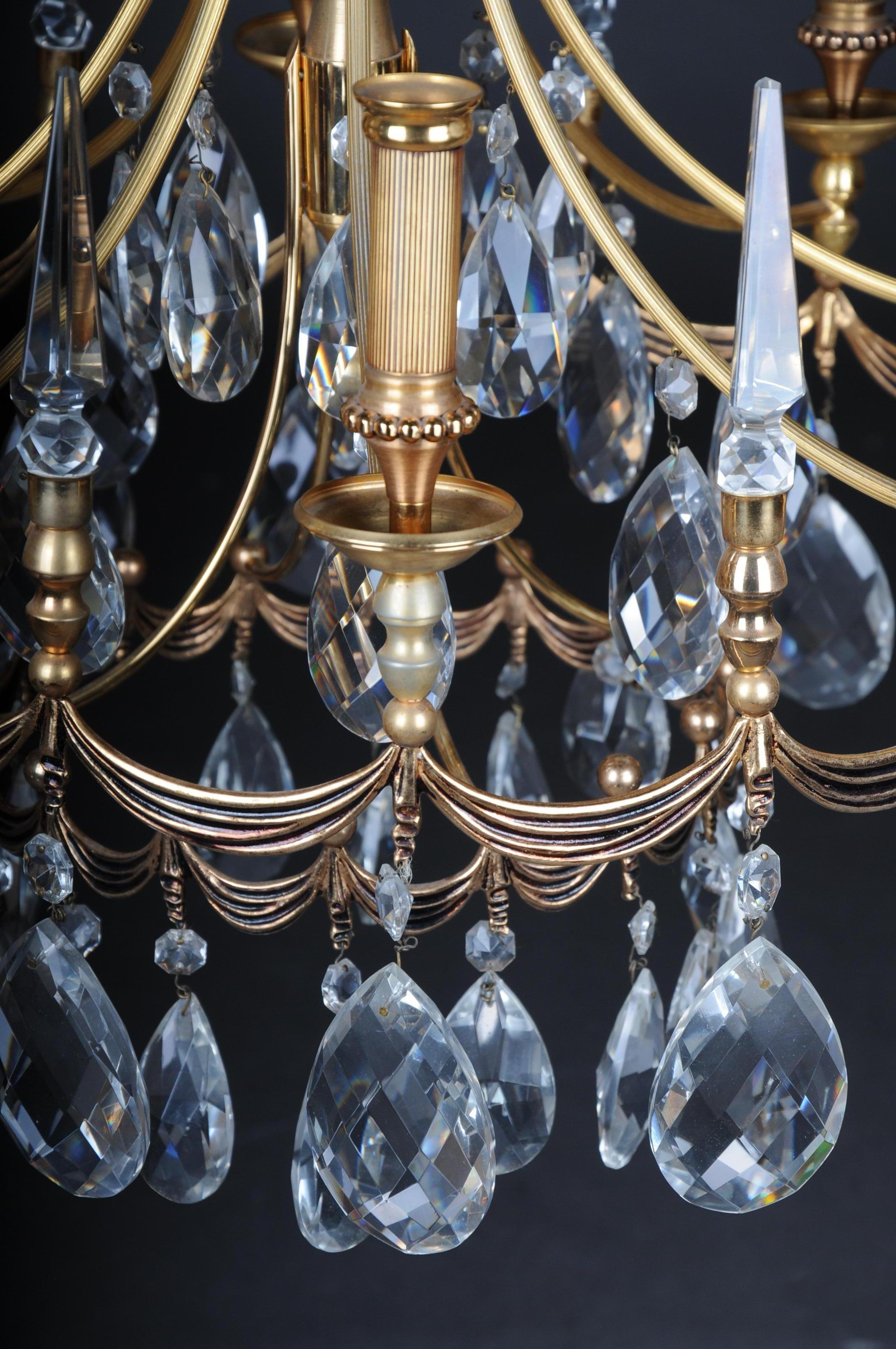 20th Century Large Gold-Plated Brass Chandelier / Chandelier For Sale 5