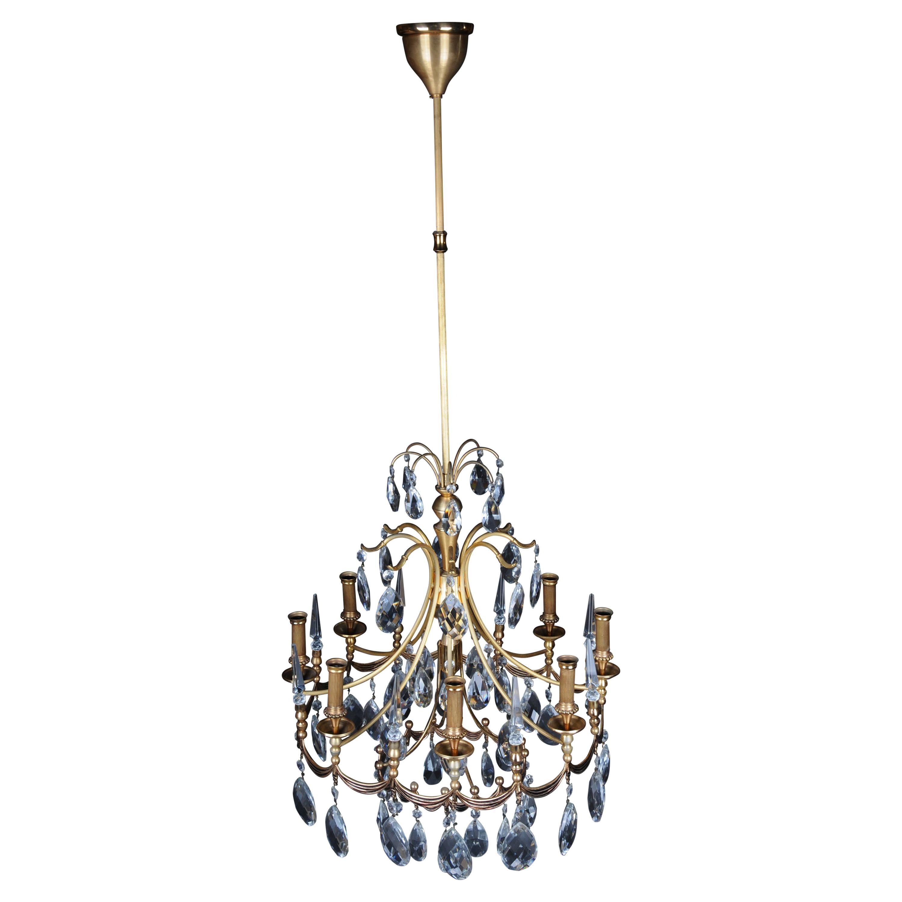 20th Century Large Gold-Plated Brass Chandelier / Chandelier For Sale