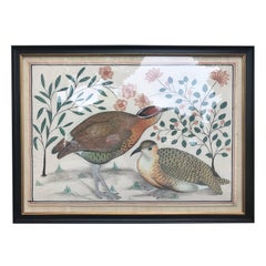 20th Century Large Indian Silk Bird Painting