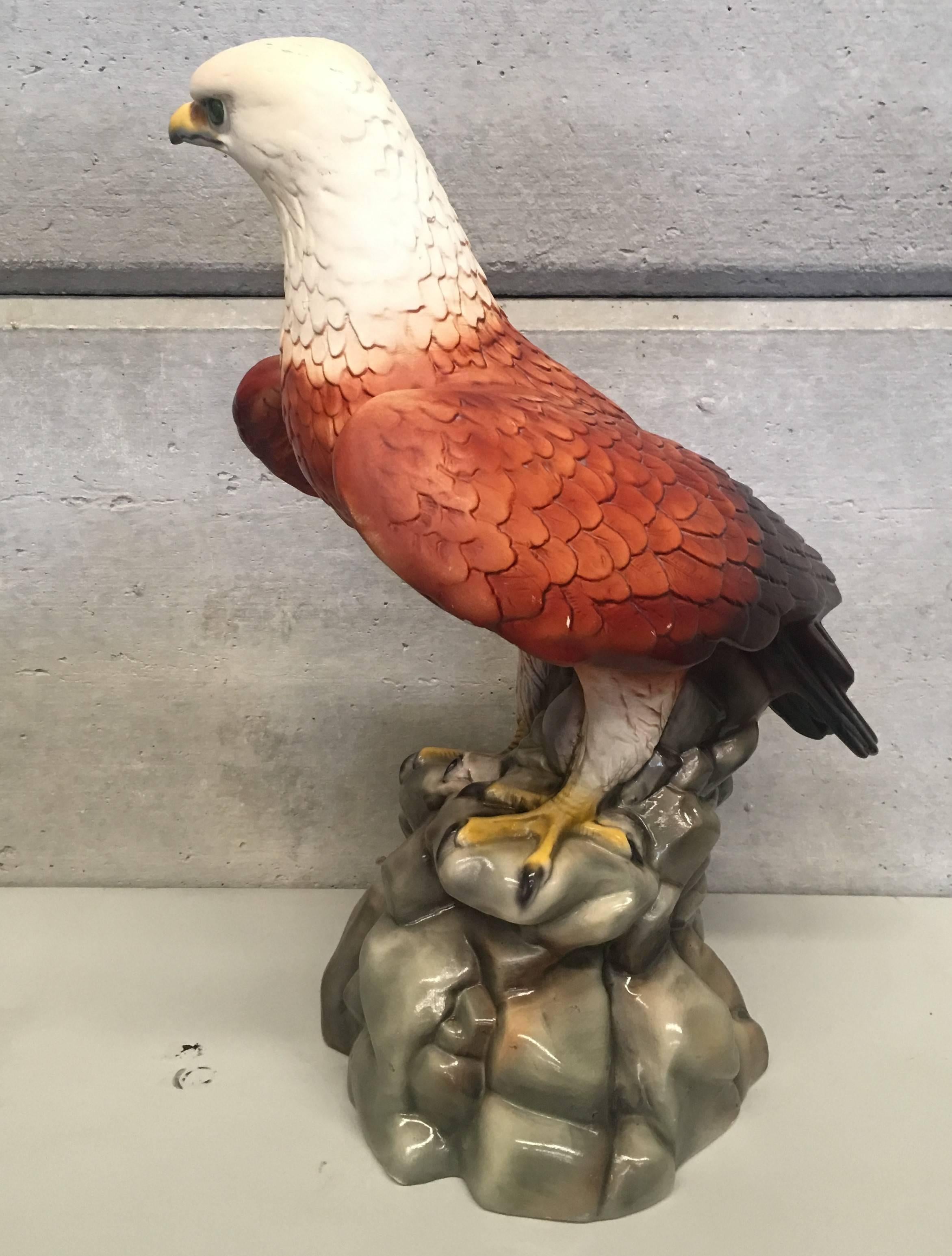 Colonial Revival 20th Century Large Italian Glazed Terra Cotta Eagle For Sale