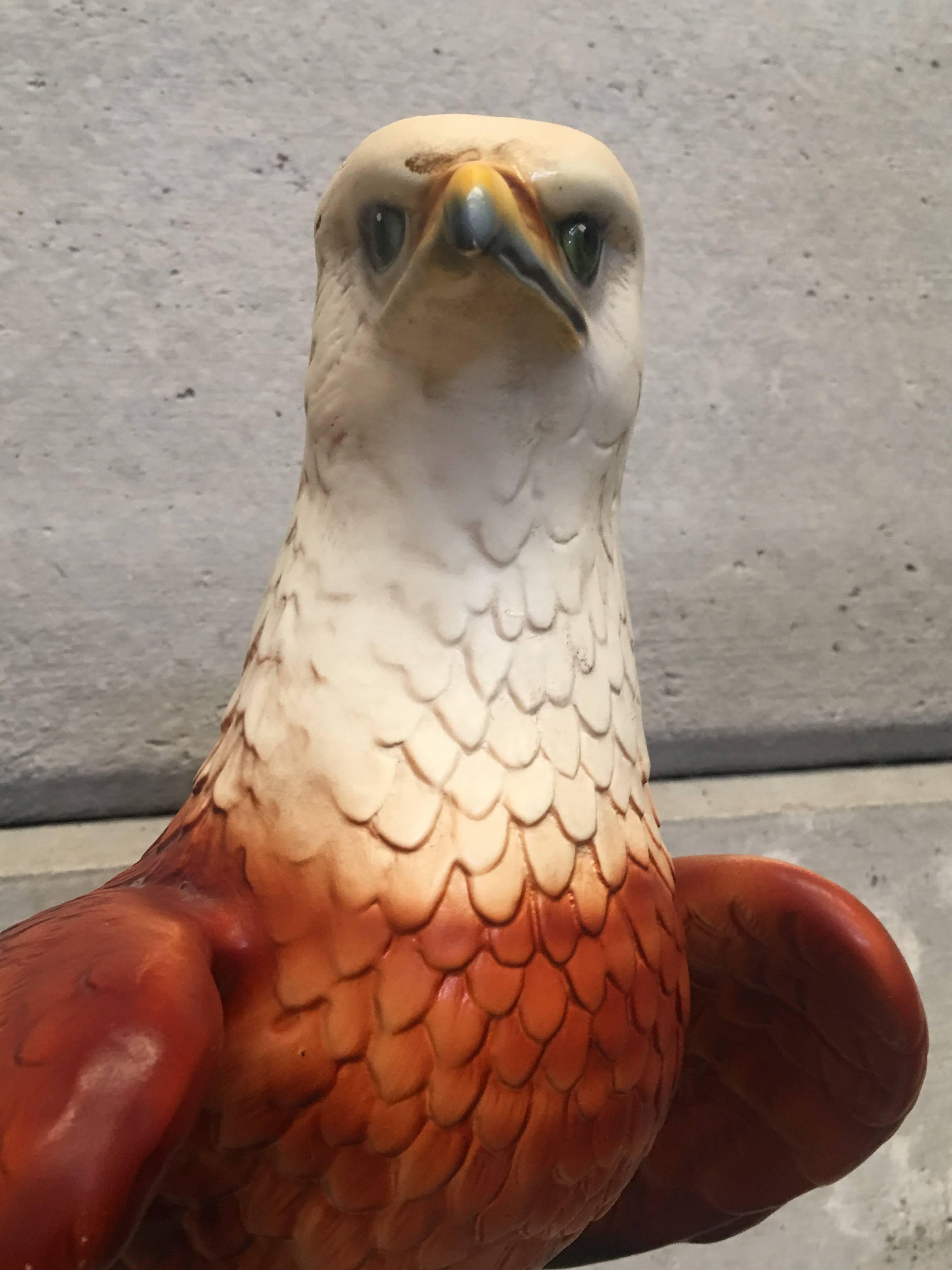 20th Century Large Italian Glazed Terra Cotta Eagle For Sale 3