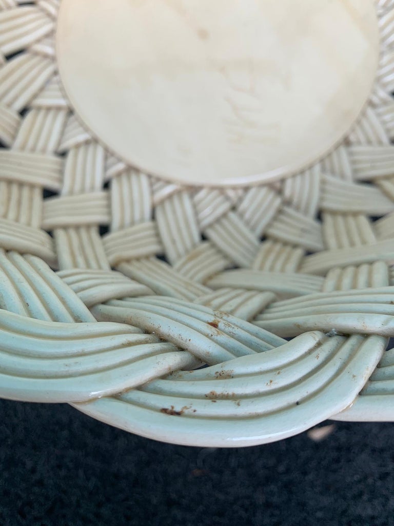 20th Century Large Italian Round Woven Porcelain Basket, Marked "Made in Italy" at 1stDibs