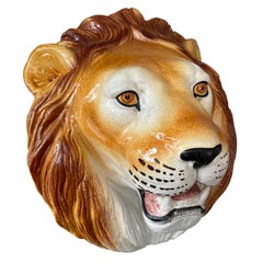 20th Century Large Italian Terracotta Wall Mounted Lion Head Sculpture