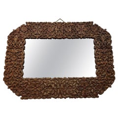 20th Century Large Modern Designed Mirror with Richly Carved Wooden Frame