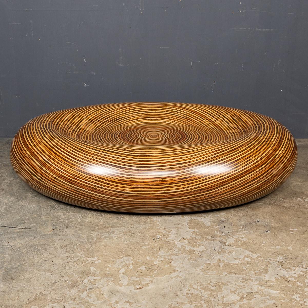 Mid-Century Modern 20th Century Large Moulded Fibreglass Table With Layered Wood Effect c.1970 For Sale