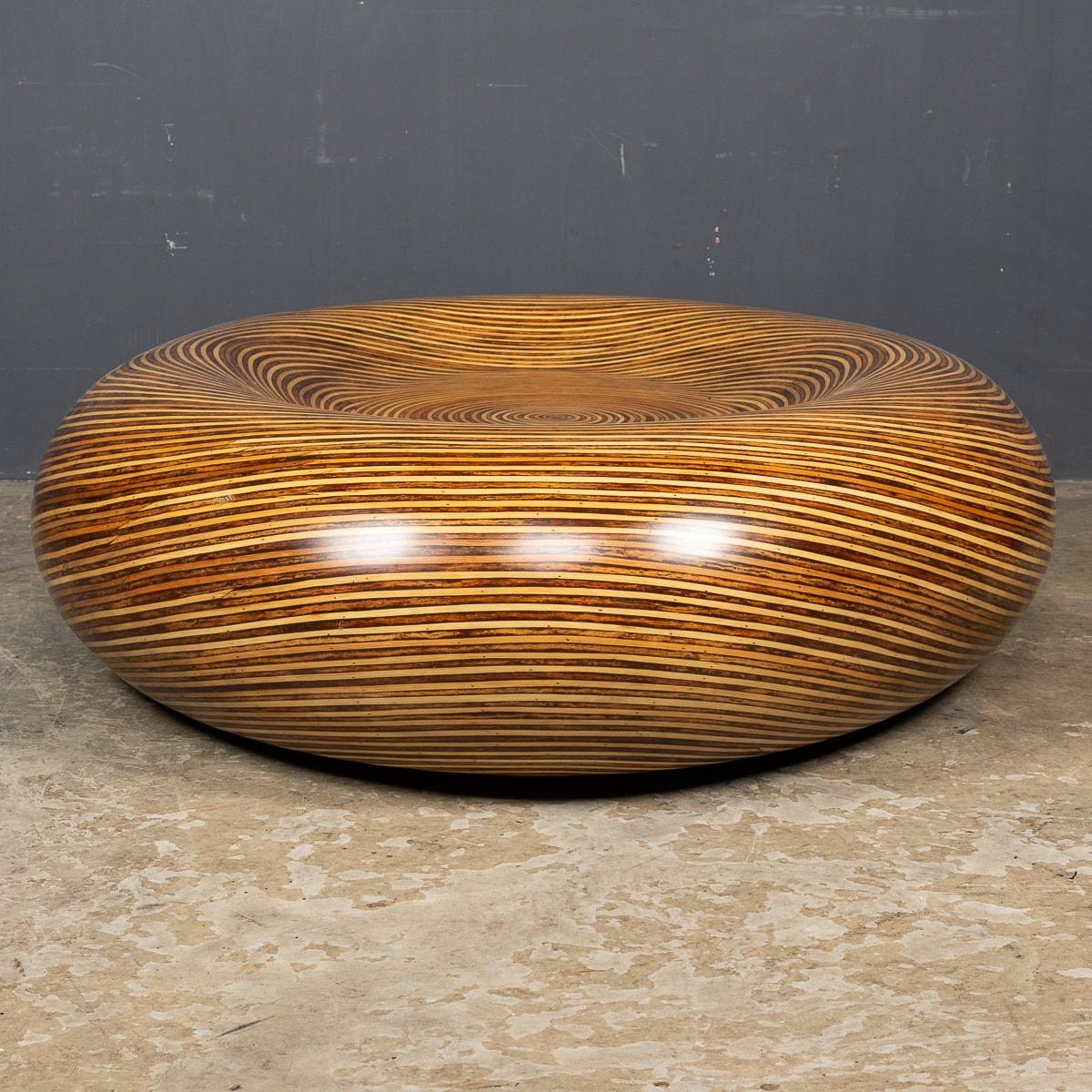 Late 20th Century 20th Century Large Moulded Fibreglass Table With Layered Wood Effect c.1970 For Sale