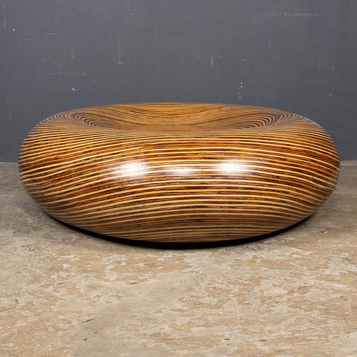 20th Century Large Moulded Fibreglass Table With Layered Wood Effect c.1970 1