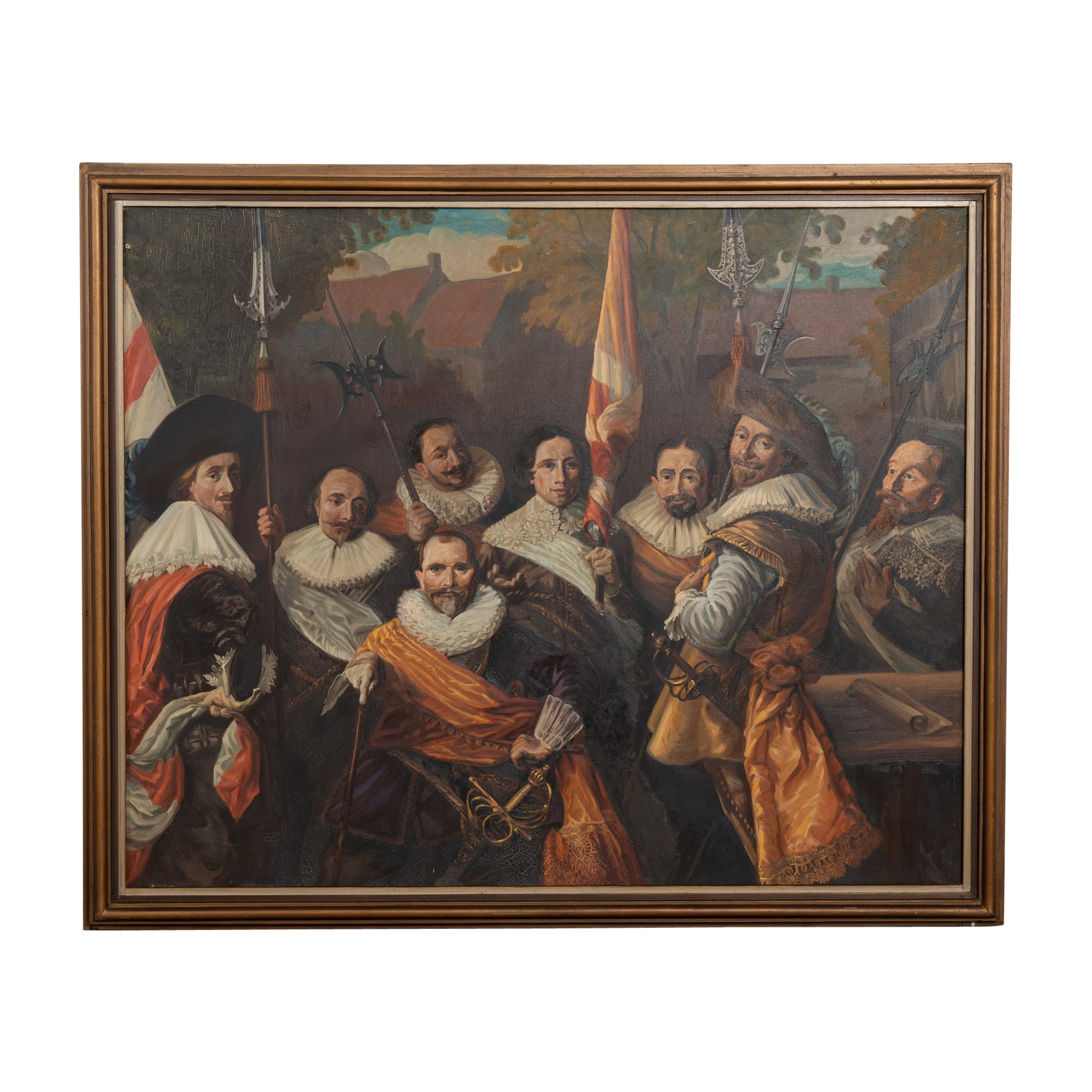 20th Century Large Original Oil on Canvas Painting of St. Adrian
s Officers Asse For Sale