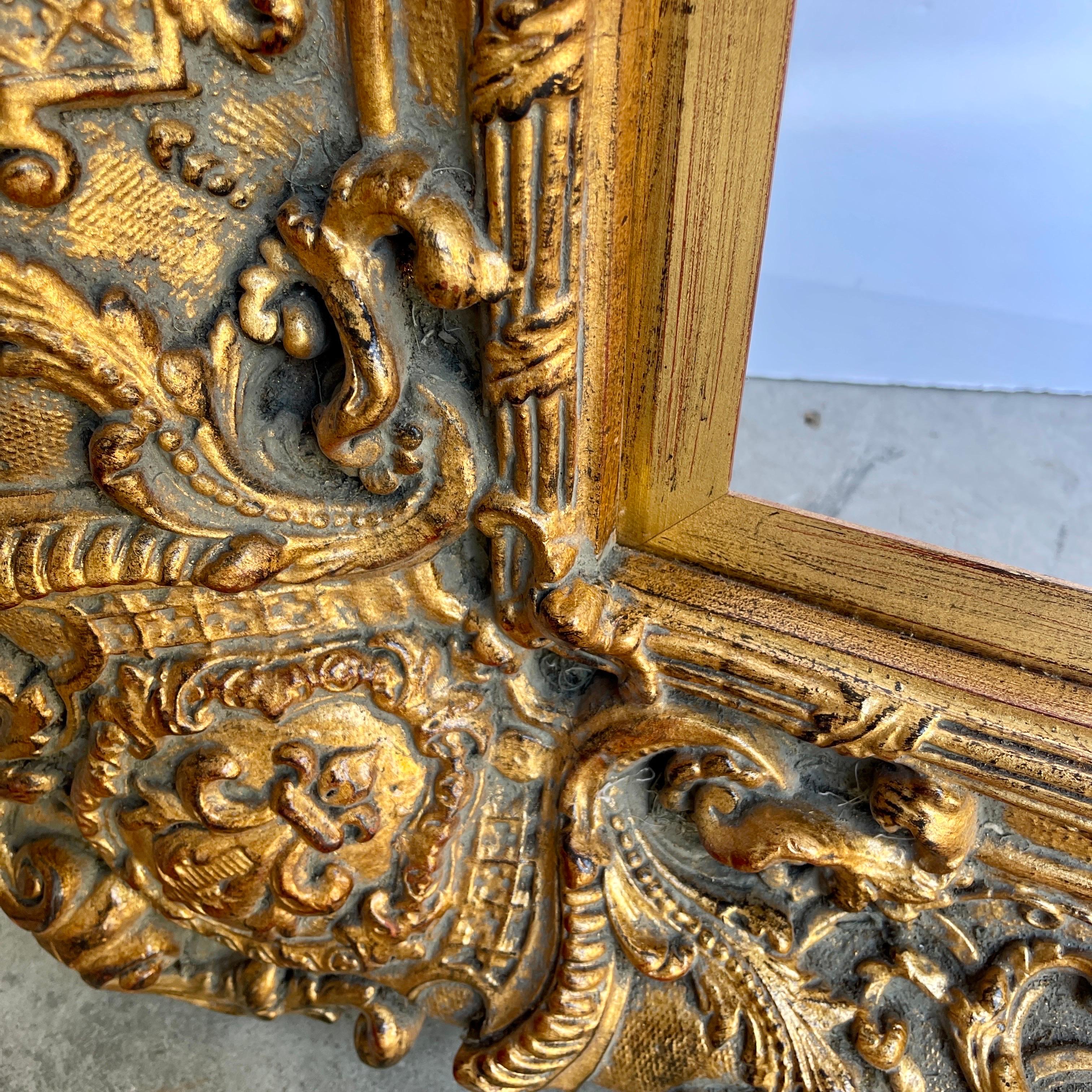 20th Century Large Ornate Carved Gilt Wood Frame, French Rococo Style  4