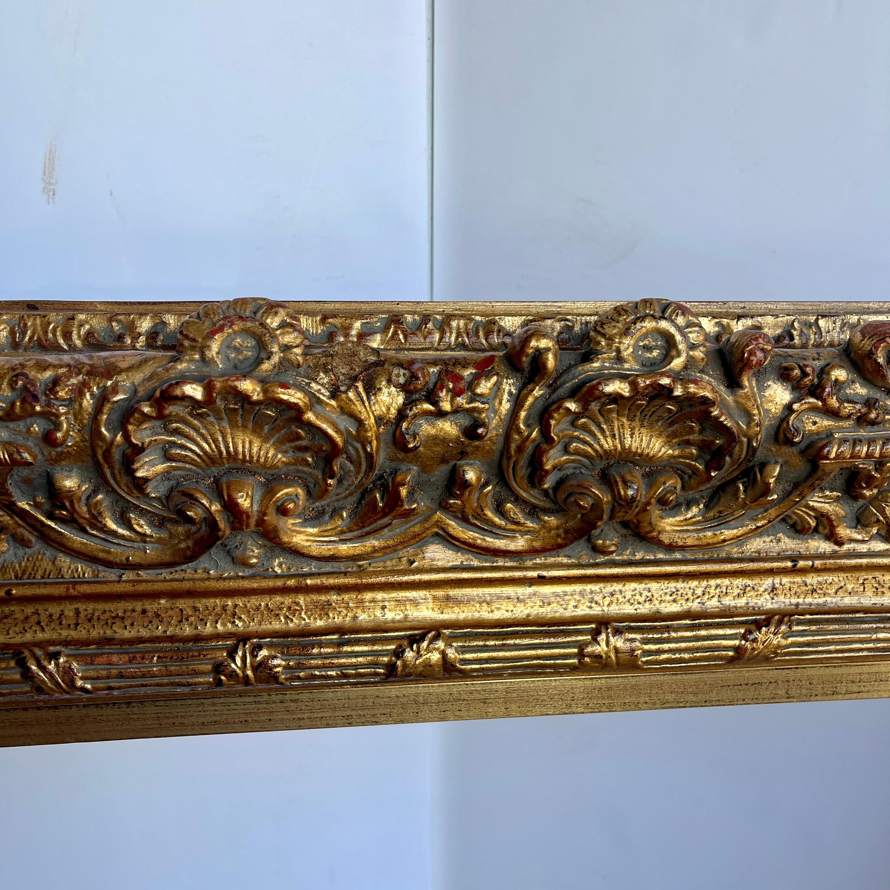 20th Century Large Ornate Carved Gilt Wood Frame, French Rococo Style 10