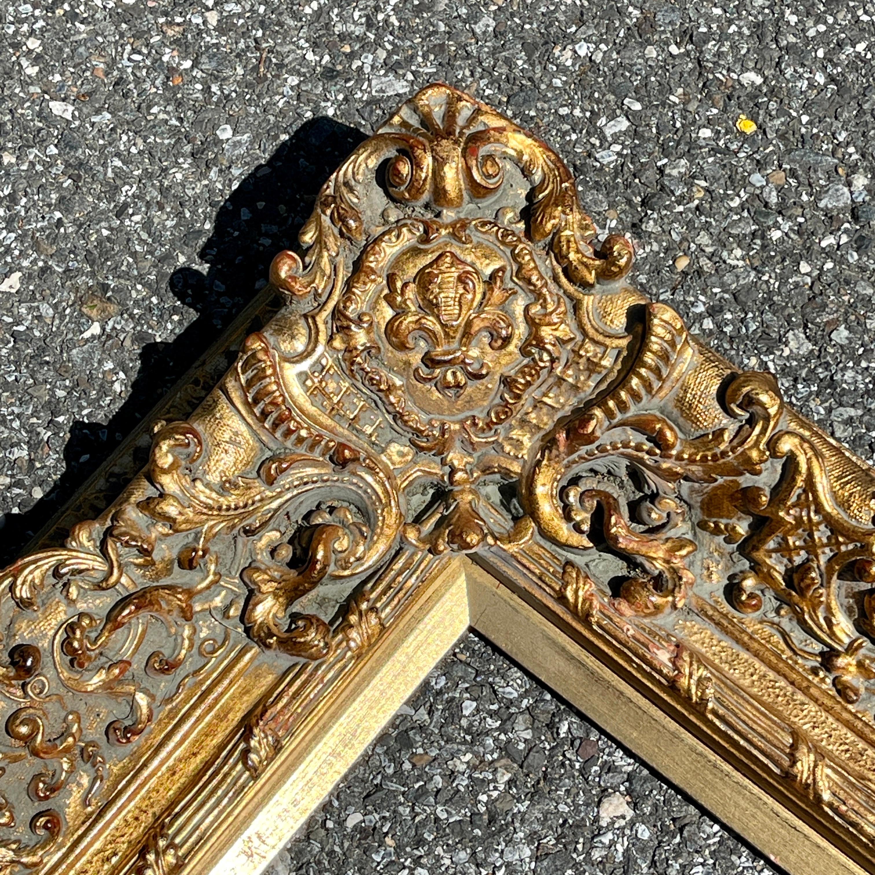 20th Century Large Ornate Carved Gilt Wood Frame, French Rococo Style  12