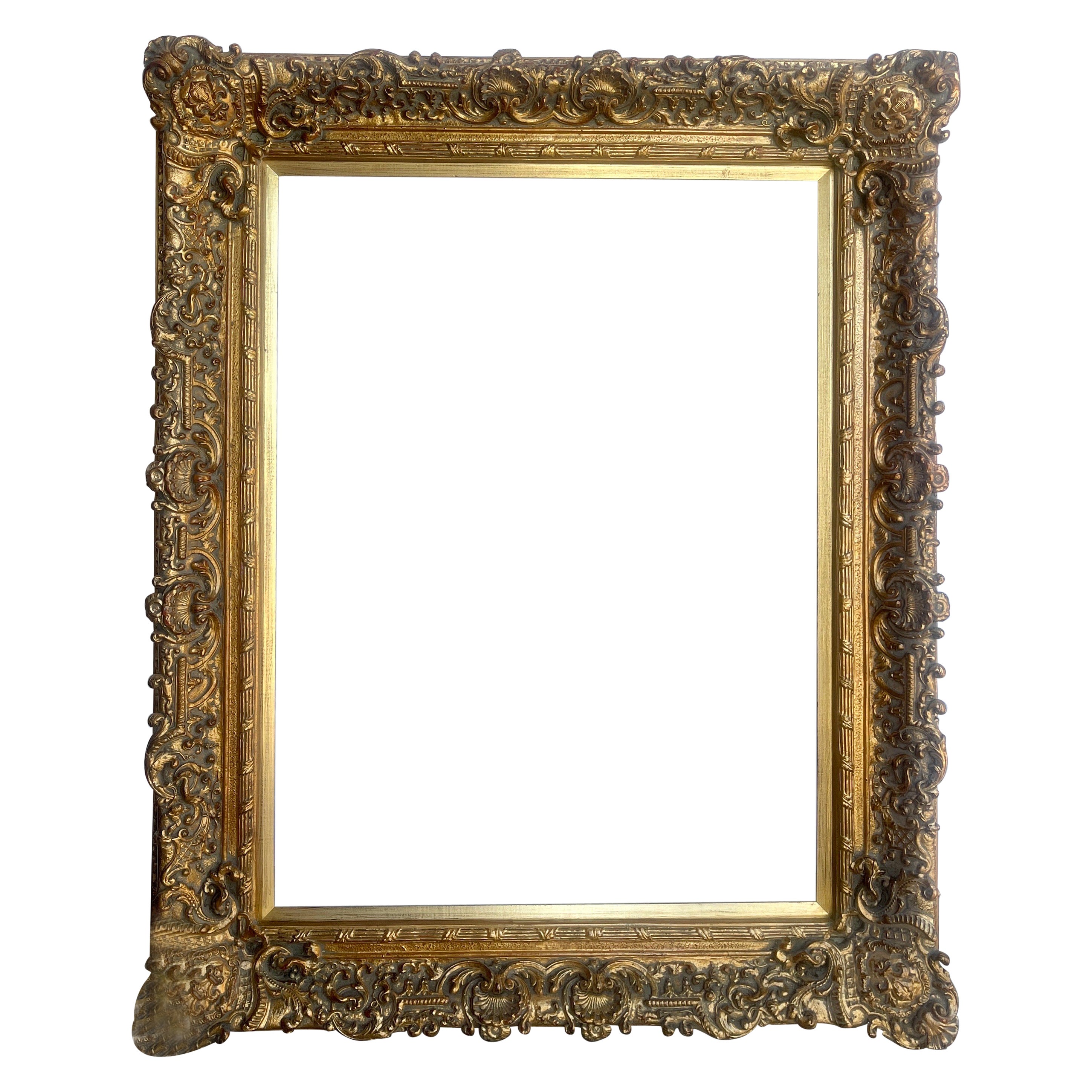 20th Century Large Ornate Carved Gilt Wood Frame, French Rococo Style