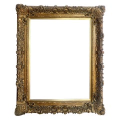 Vintage 20th Century Large Ornate Carved Gilt Wood Frame, French Rococo Style