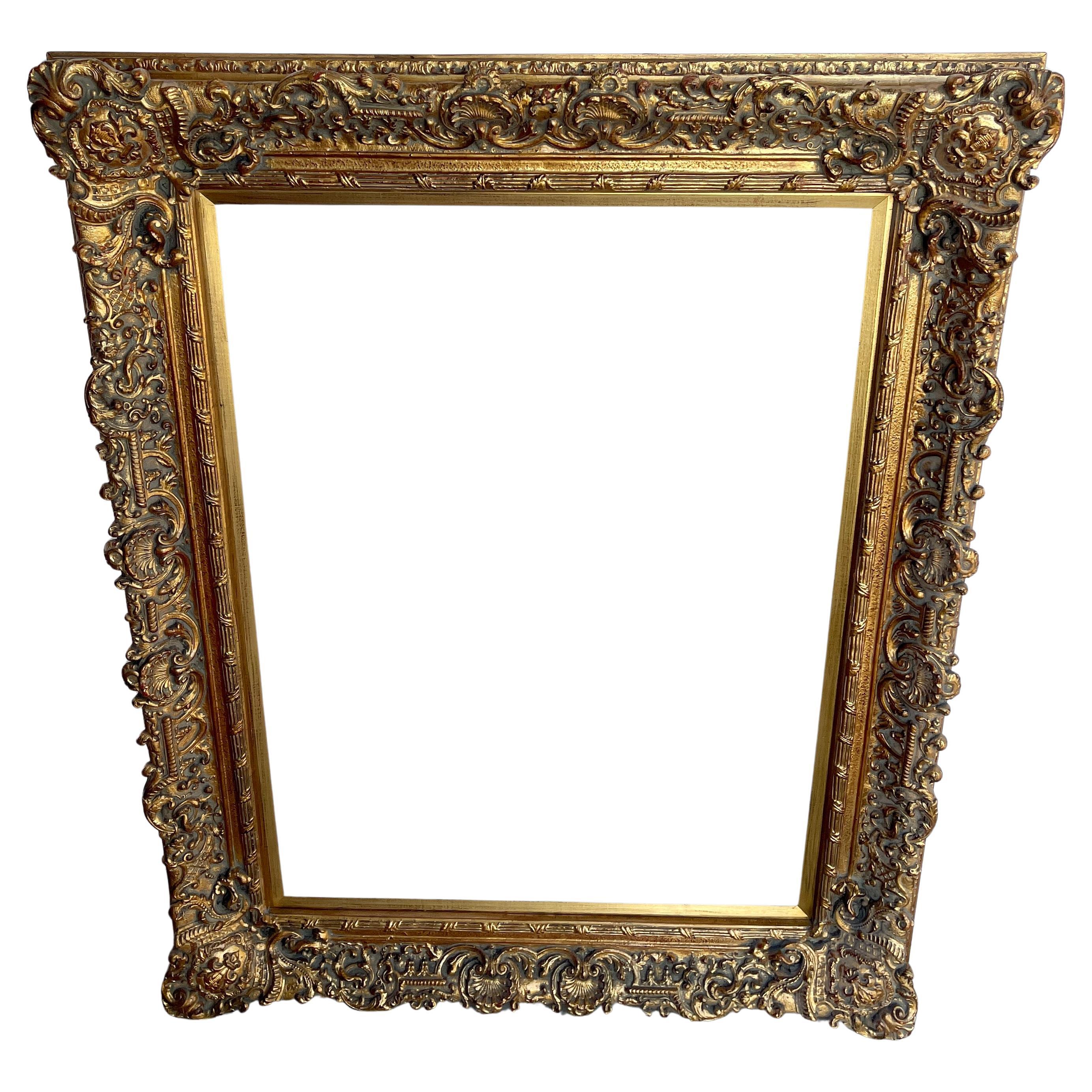 20th Century Large Ornate Carved Gilt Wood Frame, French Rococo Style 