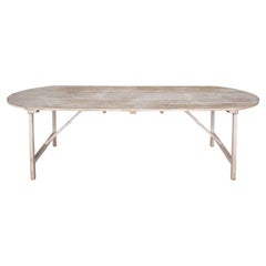 20th Century Large Painted Pine Trestle Dining Table