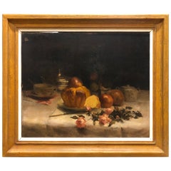 Antique 20th Century Large Painting Oil on Canvas by Angelè Trocchi, 1901