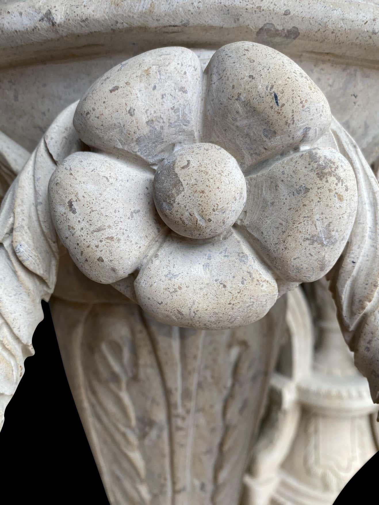 20th Century Large Pair of Hand Carved Marble Planters For Sale 14