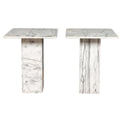 20th Century Large Pair of Side Tables in Calacatta Marble, Italy