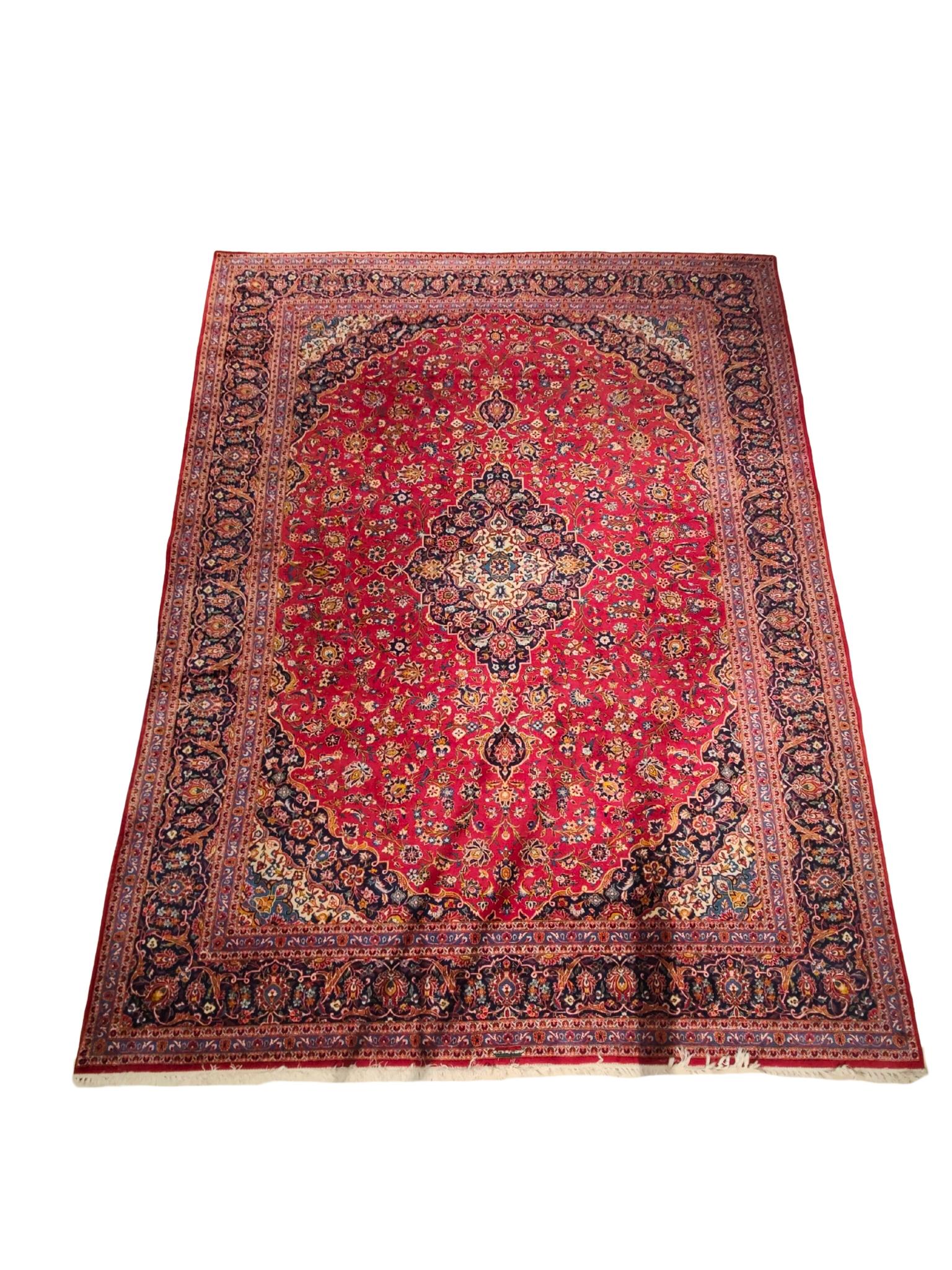 Wool 20th Century, Large Persian Kashan Carpet For Sale