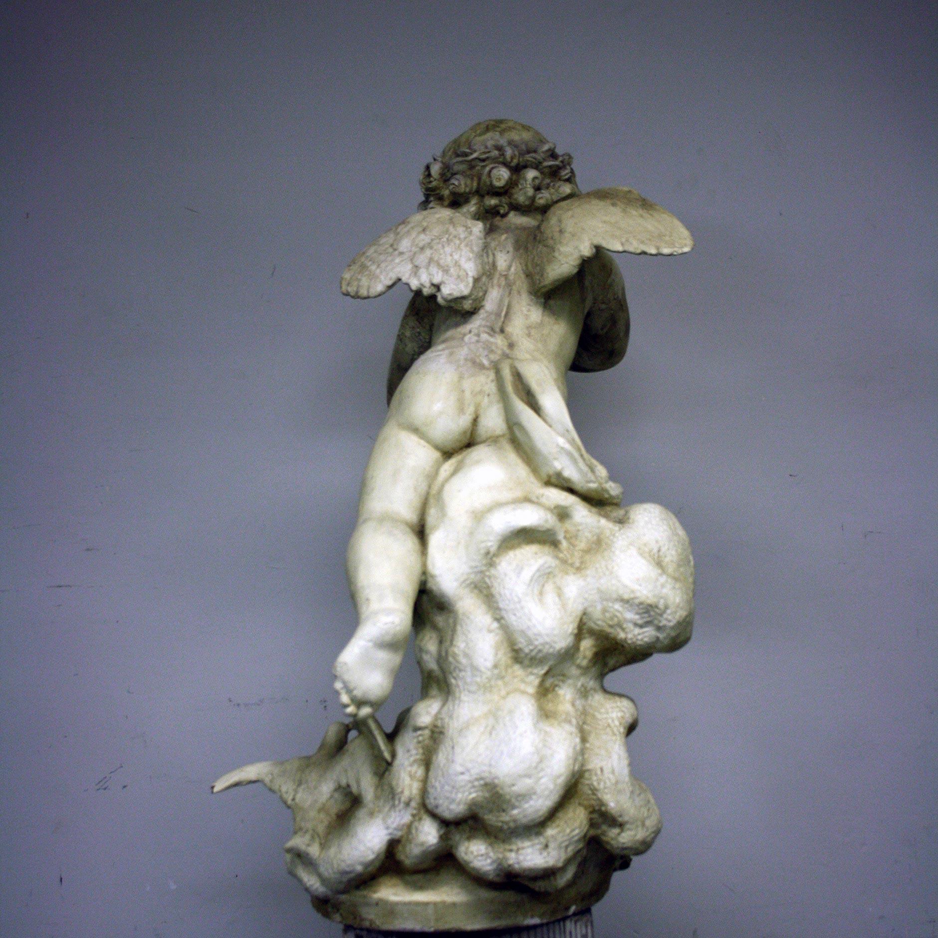 20th Century Large Plaster Cupid Statue 5