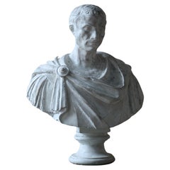 20th Century Large Plaster Library Bust of Julius Caesar Grand Tour