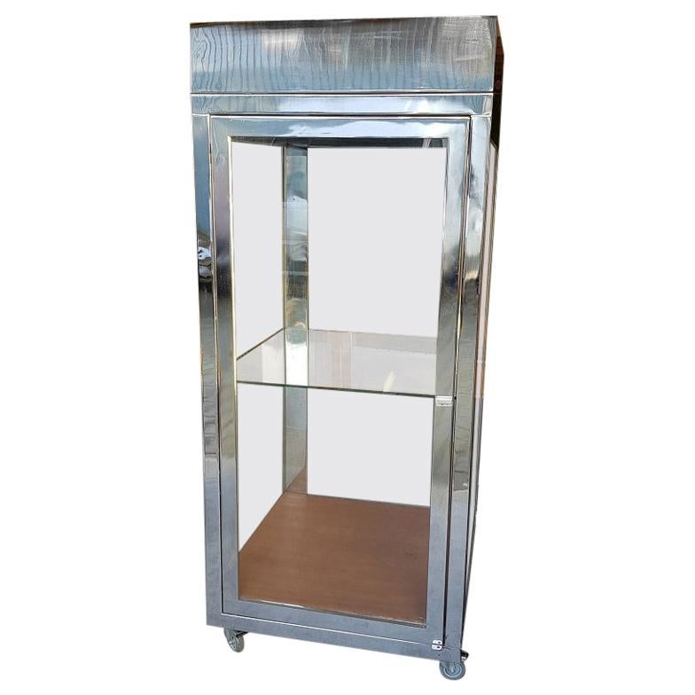 20th Century Large Size Chrome Mobile Shop Display Cabinet For Sale