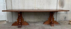 20th Century Large Spanish Walnut Pedestal Dining or Conference Table
