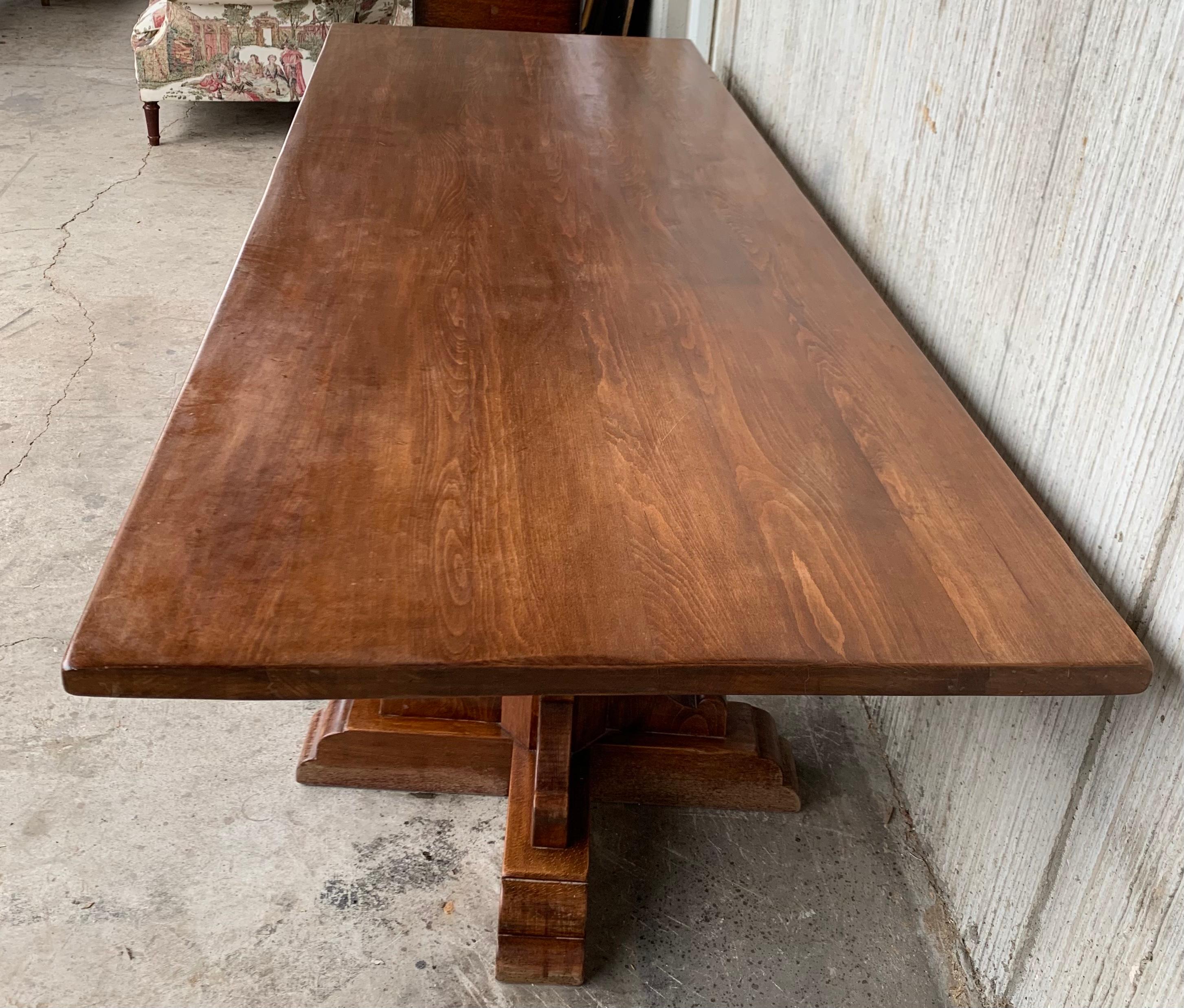 20th Century Large Spanish Walnut Pedestal Dining or Conference Table 1