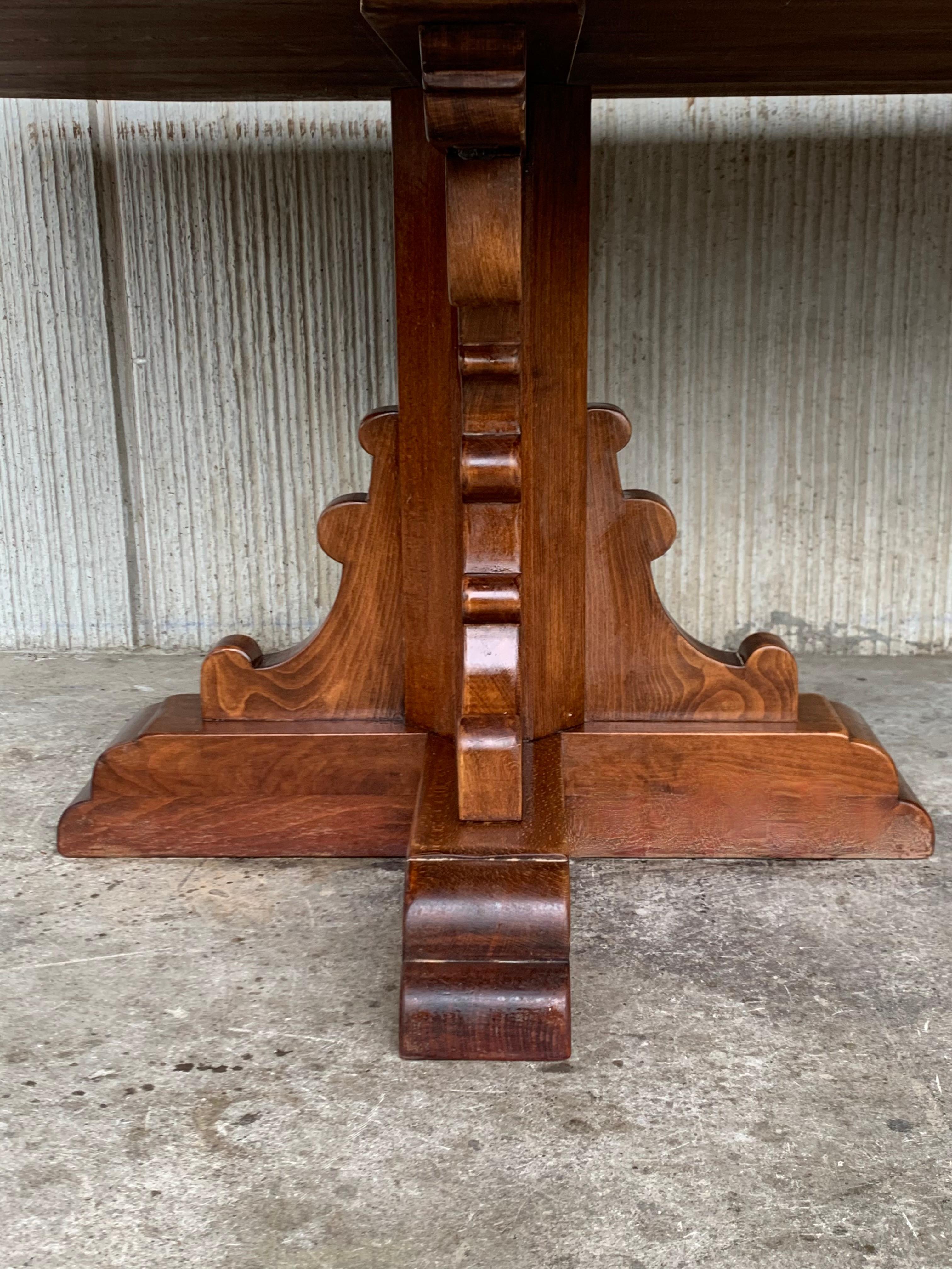 20th Century Large Spanish Walnut Pedestal Dining or Conference Table 3