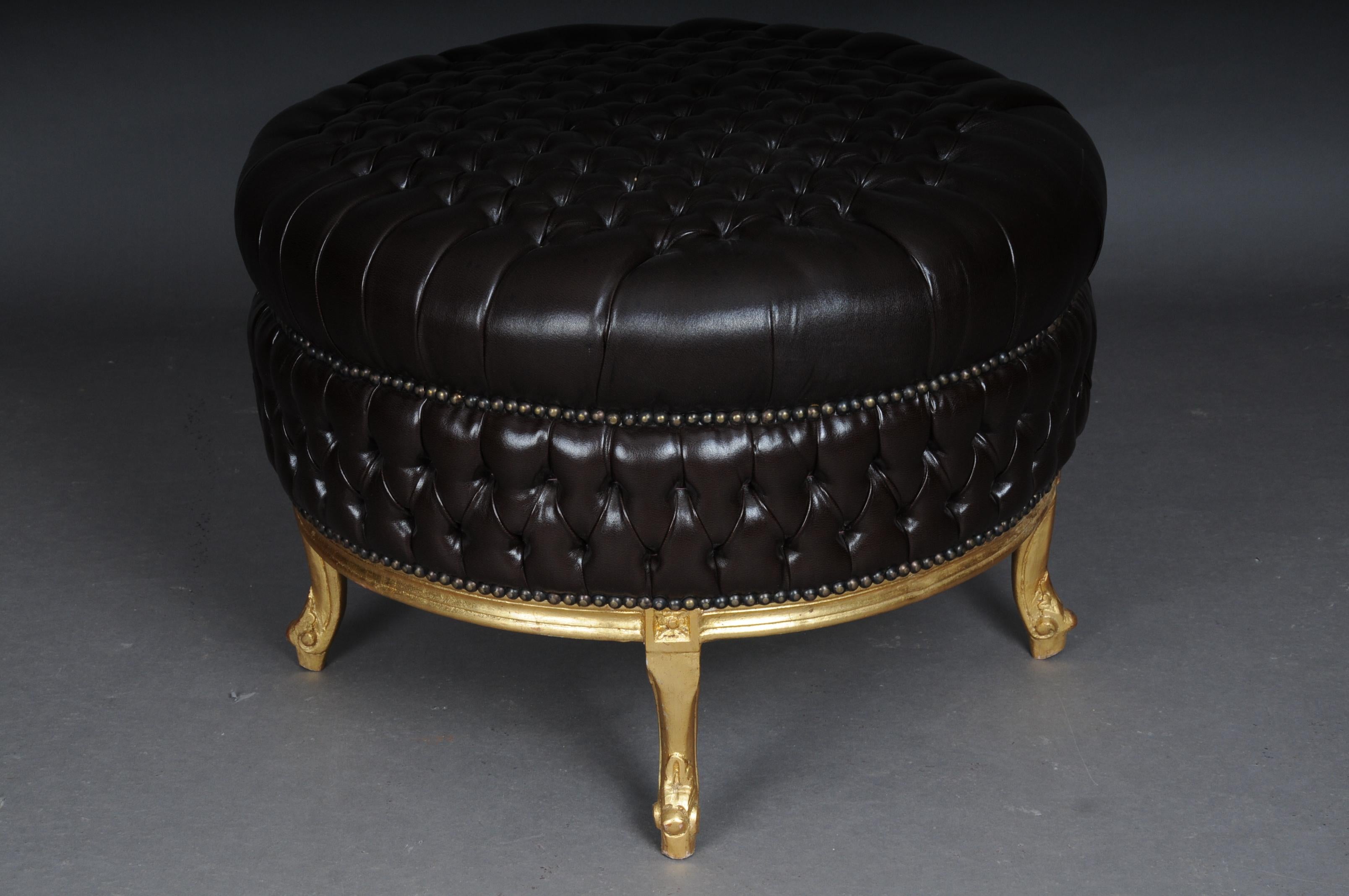 20th Century Large Stool/Bench, Chesterfield Look In Good Condition For Sale In Berlin, DE