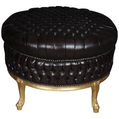 20th Century Large Stool/Bench, Chesterfield Look