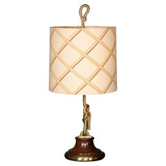Vintage 20th Century Large Table Lamp with Original Shade Attributable to Gucci, c.1980