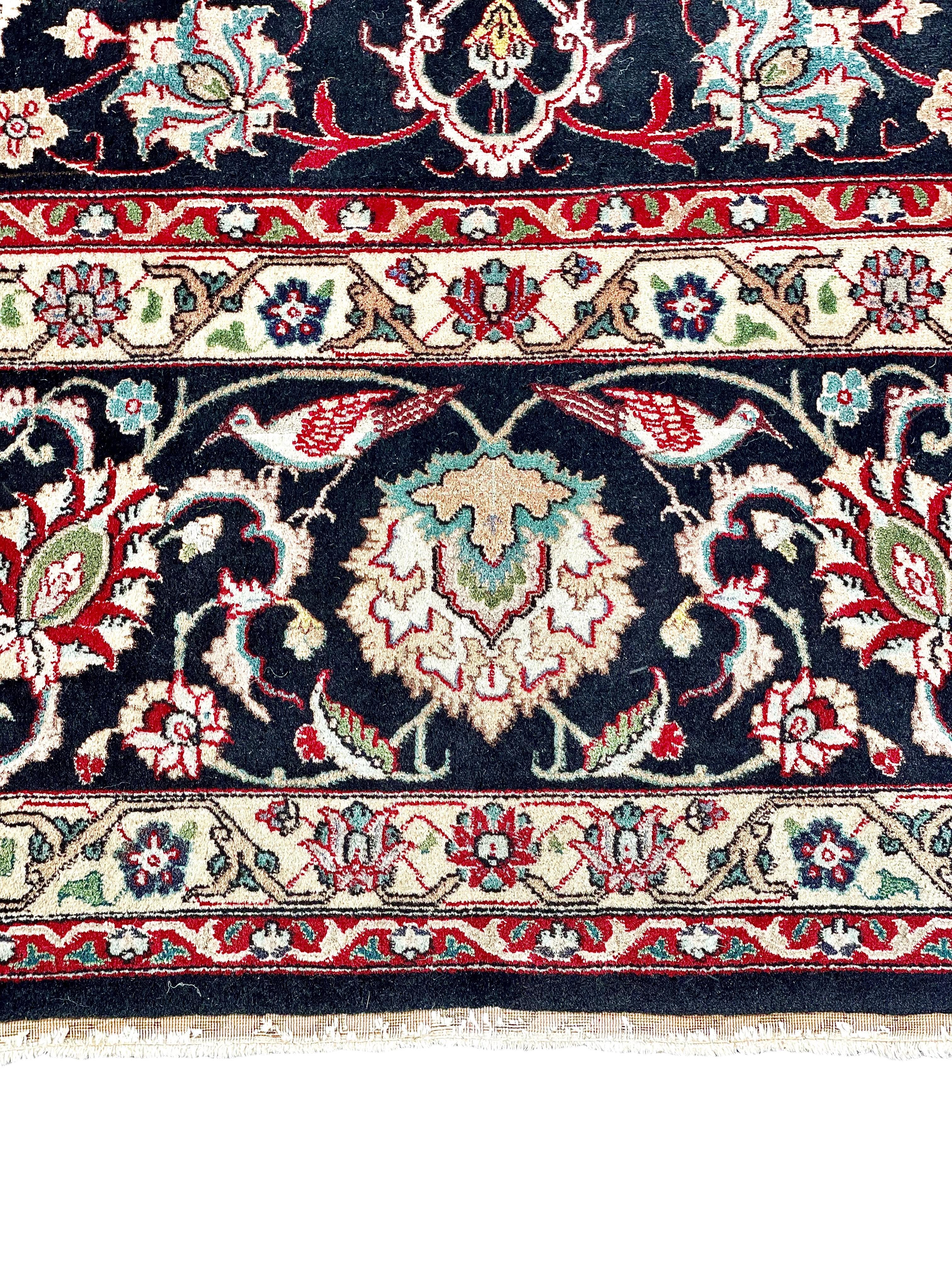 20th Century Large Tabriz Persian Rug in a Black Background In Good Condition For Sale In LA CIOTAT, FR