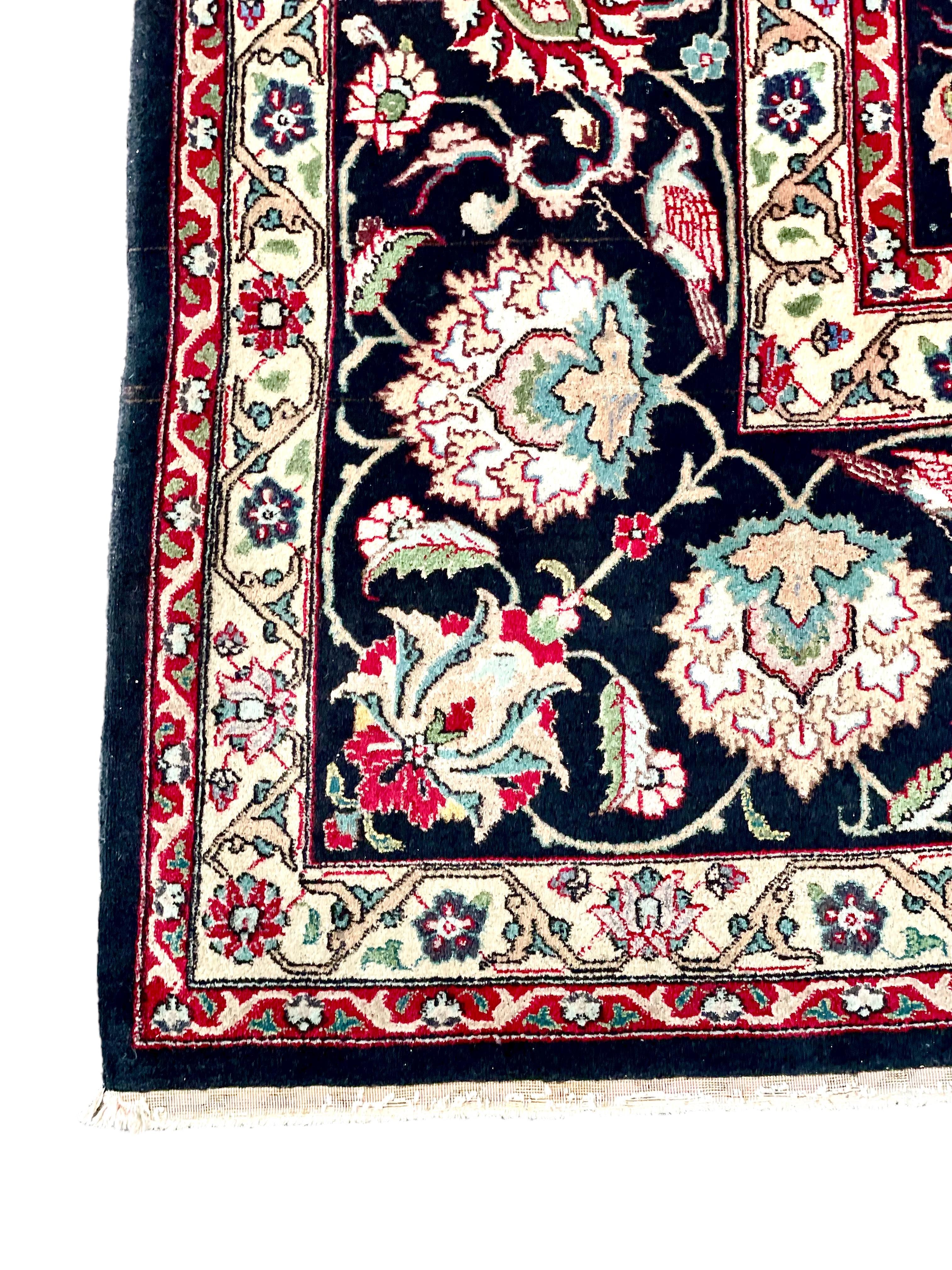 20th Century Large Tabriz Persian Rug in a Black Background For Sale 2