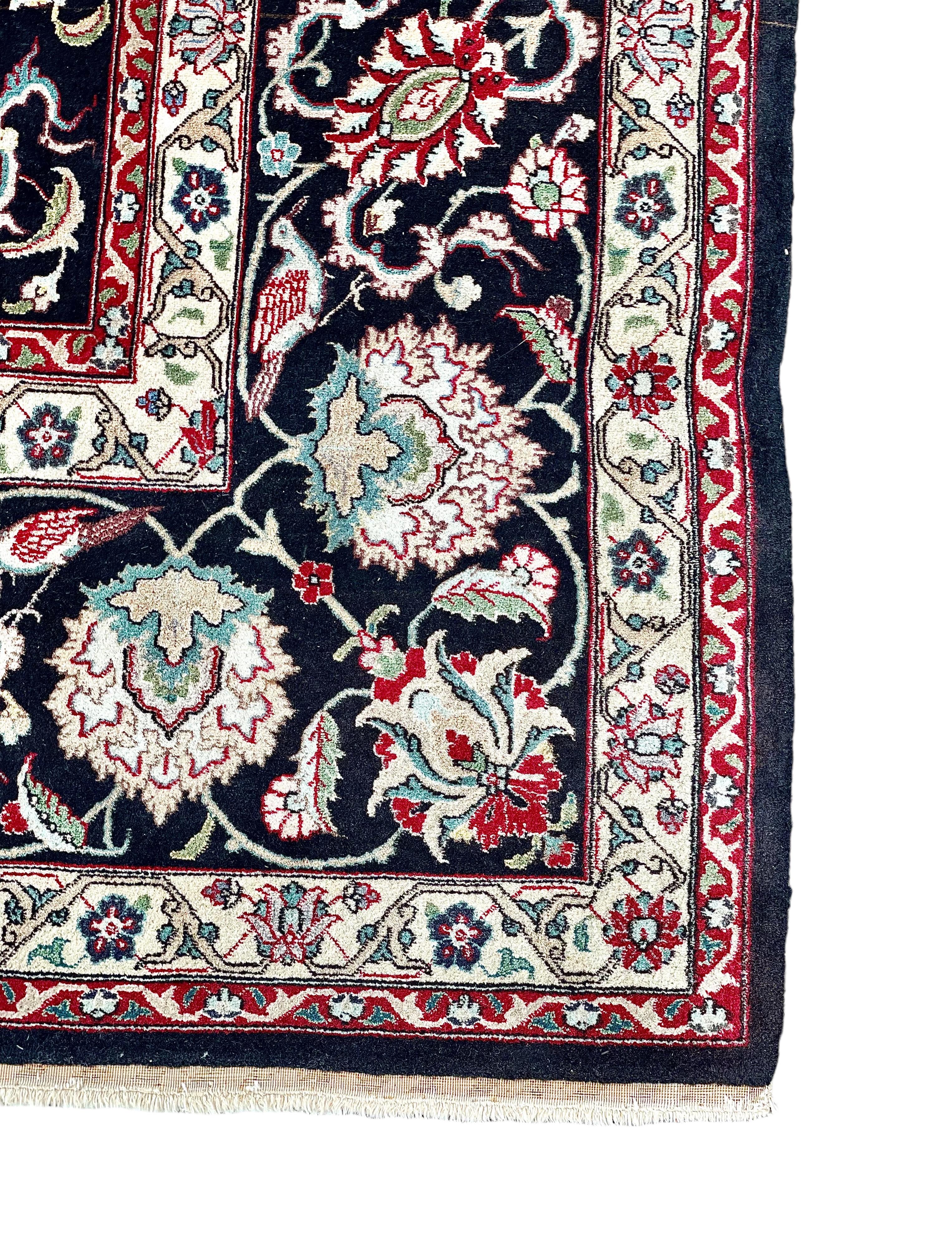 20th Century Large Tabriz Persian Rug in a Black Background For Sale 4