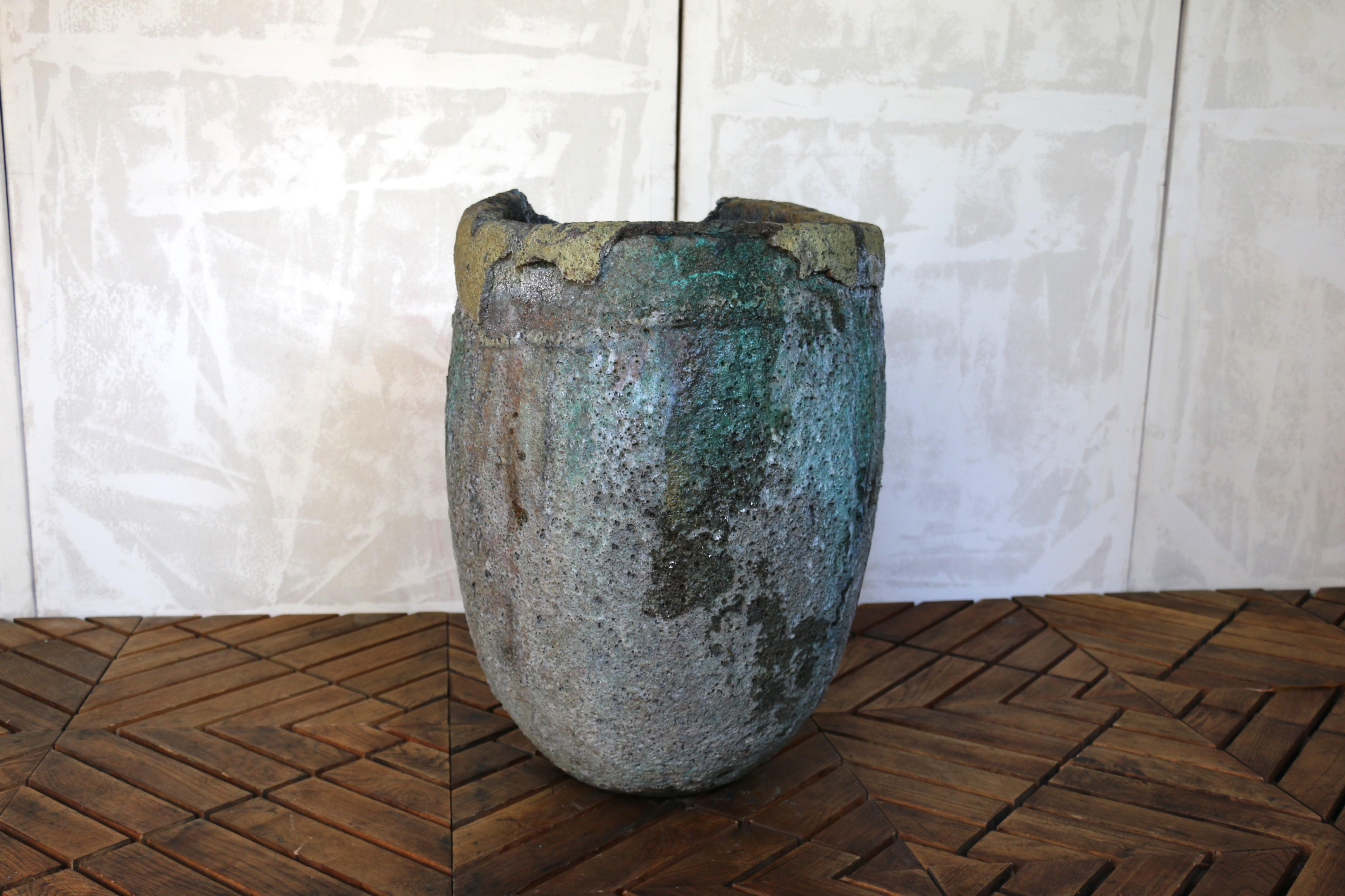 20th Century Large Vintage Foundry Crucible – Natural Lava Stone Form For Sale 5